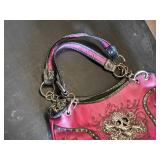 Pink Skull-Embellished Handbag with Studded Accents