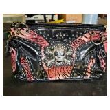 Pink and Black Skull Handbag and Wallet Set