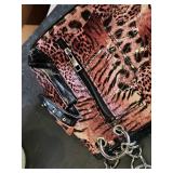 Pink and Black Skull Handbag and Wallet Set