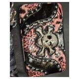Pink and Black Skull Handbag and Wallet Set