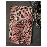 Pink and Black Skull Handbag and Wallet Set