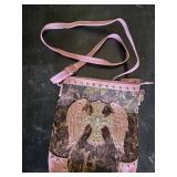 Pink Crossbody Bag with Camo and Stud Embellishments