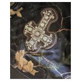 Brown Camo Print Handbag with Rhinestone Cross Design