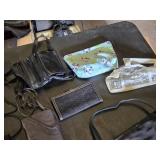 Lot of Various Handbags and Clutches including Magnolia Satin Pouch, Fashion Black Tote, and Floral Zip Pouch