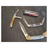 Various Pocket Knives and Multi-Tool Set Including Folding Knives and Swiss-Style Multi-Tool