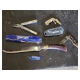 Lot of Hand Tools including Husky Utility Knife, Gerber Mini Multi-Tool, and Leatherman Multi-Tool