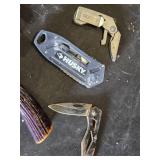 Lot of Hand Tools including Husky Utility Knife, Gerber Mini Multi-Tool, and Leatherman Multi-Tool