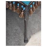 Decorative Blue and Leopard Print Cabinet with Tassels