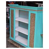 Decorative Blue and Leopard Print Cabinet with Tassels