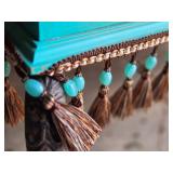 Decorative Blue and Leopard Print Cabinet with Tassels