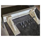 Rustic Wooden Wall Shelf with Metal Hooks