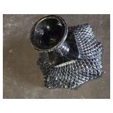 Black Marble Finish Pedestal Bowl