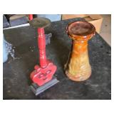 Red Key Candle Holder and Brown Ceramic Vase