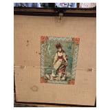 Antique Steamer Trunk with Decorative Interior - Hinge Holder is Missing or Bad