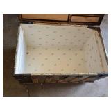 Antique Steamer Trunk with Decorative Interior - Hinge Holder is Missing or Bad