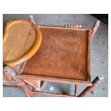 Antique Wooden High Chair with Tray and Wheels