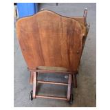 Antique Wooden High Chair with Tray and Wheels