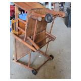 Antique Wooden High Chair with Tray and Wheels