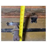 Antique Steamer Trunk with Wooden Slats and Metal Hardware