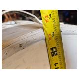 White Vintage Hat Box with Leather Straps and Handle