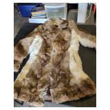Vintage Fur Coat with Brown and White Patches - Back Length: 33", Chest: App. 32", Sleeve: 30" from back mid neck