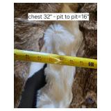 Vintage Fur Coat with Brown and White Patches - Back Length: 33", Chest: App. 32", Sleeve: 30" from back mid neck