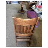 Antique Wooden School Desk Chair with Writing Arm