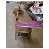 Antique Wooden School Desk Chair with Writing Arm