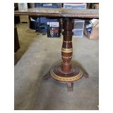 Square Inlaid Wood and Brass Pedestal Table 30" square