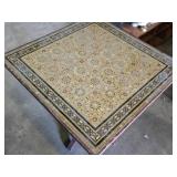 Square Inlaid Wood and Brass Pedestal Table 30" square