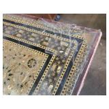 Square Inlaid Wood and Brass Pedestal Table 30" square
