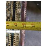 Square Inlaid Wood and Brass Pedestal Table 30" square