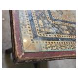 Square Inlaid Wood and Brass Pedestal Table 30" square