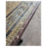 Square Inlaid Wood and Brass Pedestal Table 30" square