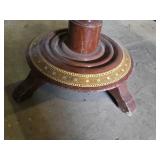 Square Inlaid Wood and Brass Pedestal Table 30" square