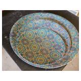 Set of Decorative Metal Plates for Wall Hanging, largest is 24"