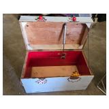 Wooden Storage Chest with Clown Decorations
