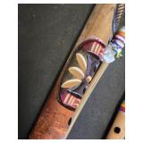Handcrafted Woodwind Musical Instruments Set including Flutes and Reed Pipe