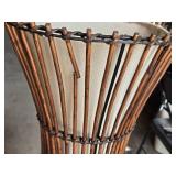 Rattan Floor Lamps with Fabric Shades - 43 1/2" - Some broken reeds