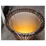 Rattan Floor Lamps with Fabric Shades - 43 1/2" - Some broken reeds