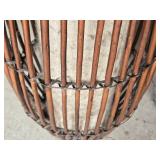 Rattan Floor Lamps with Fabric Shades - 43 1/2" - Some broken reeds