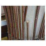 Rattan Floor Lamps with Fabric Shades - 43 1/2" - Some broken reeds