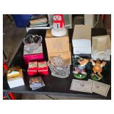 David Frykman Golf Figurines and Holiday Decorations Lot including Crystal Bowls, Brooches, and Snowman