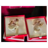 David Frykman Golf Figurines and Holiday Decorations Lot including Crystal Bowls, Brooches, and Snowman