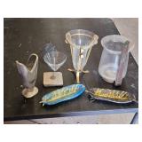 Decorative Vases and Glassware Items, Plastic Feathers
