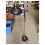 Vintage Adjustable Floor Lamp with Black Metal Shade and Brass Accents