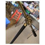 Vintage Adjustable Floor Lamp with Black Metal Shade and Brass Accents