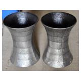 Hammered Metal Planters Set with Flared Design - 23" tall