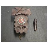 Vintage Cuckoo Clock with Pine Cone Weight and Chains - untested