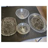 Clear Glass Serving Platters and Bowls Set